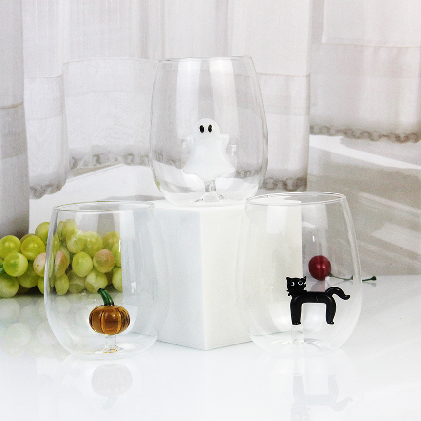 3D Drinking Glass Cup with Cute Animal Figurine Inside HJB1259