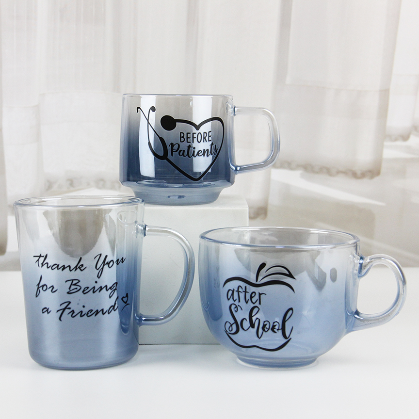 Glass Coffee Tea Mugs Multicolor Cups With Handle WG395