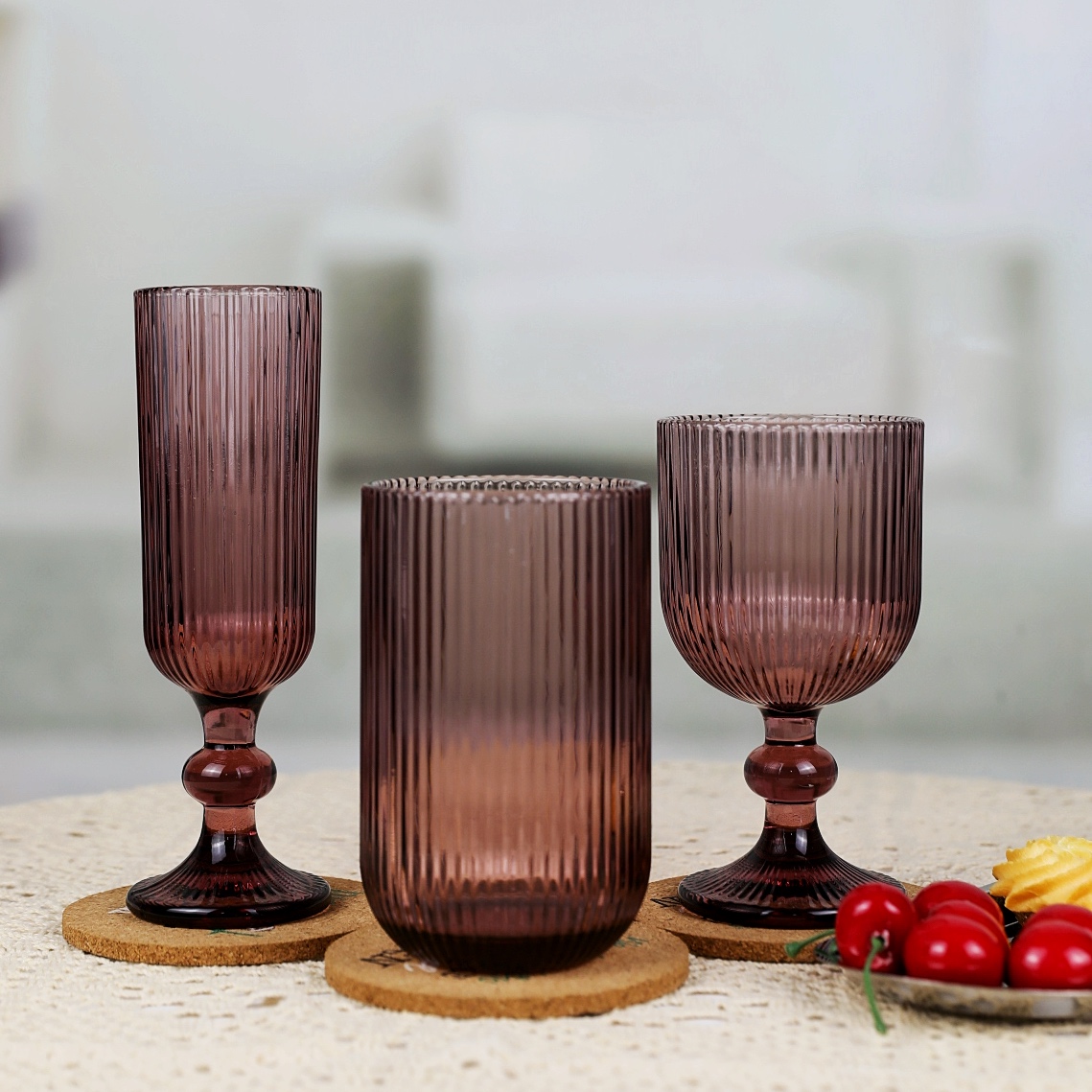 Colored Ribbed Goblet WG261