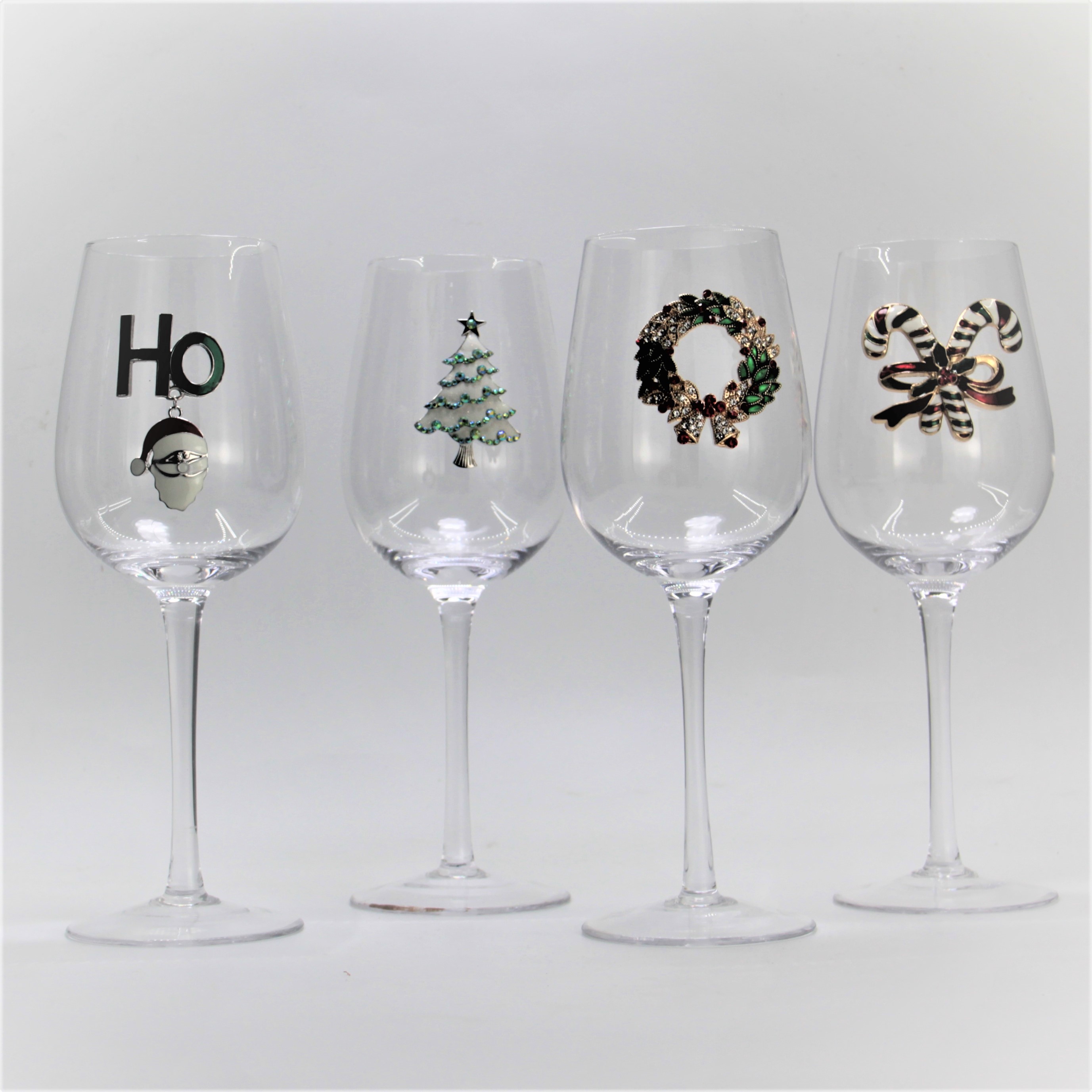 镶钻贴片玻璃红酒杯套装	