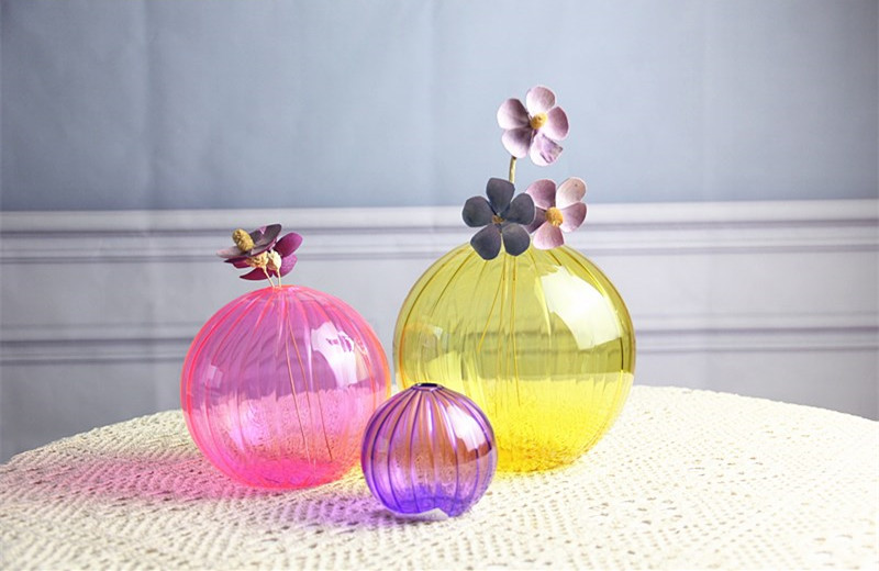 Handmade Spherical Shaped Household Glass Vase HP721
