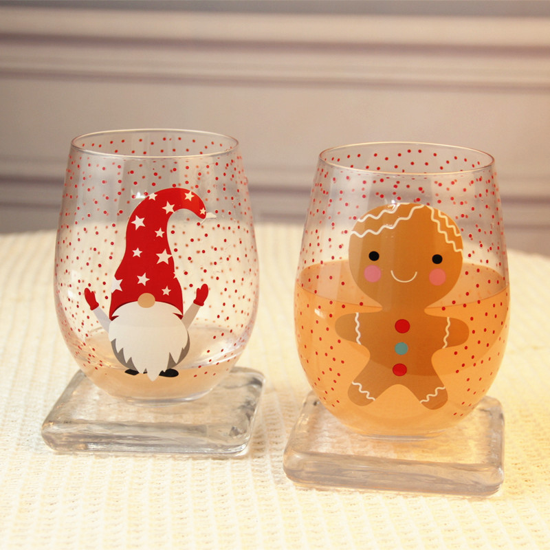 Christmas style stemless wine glasses HJB1417