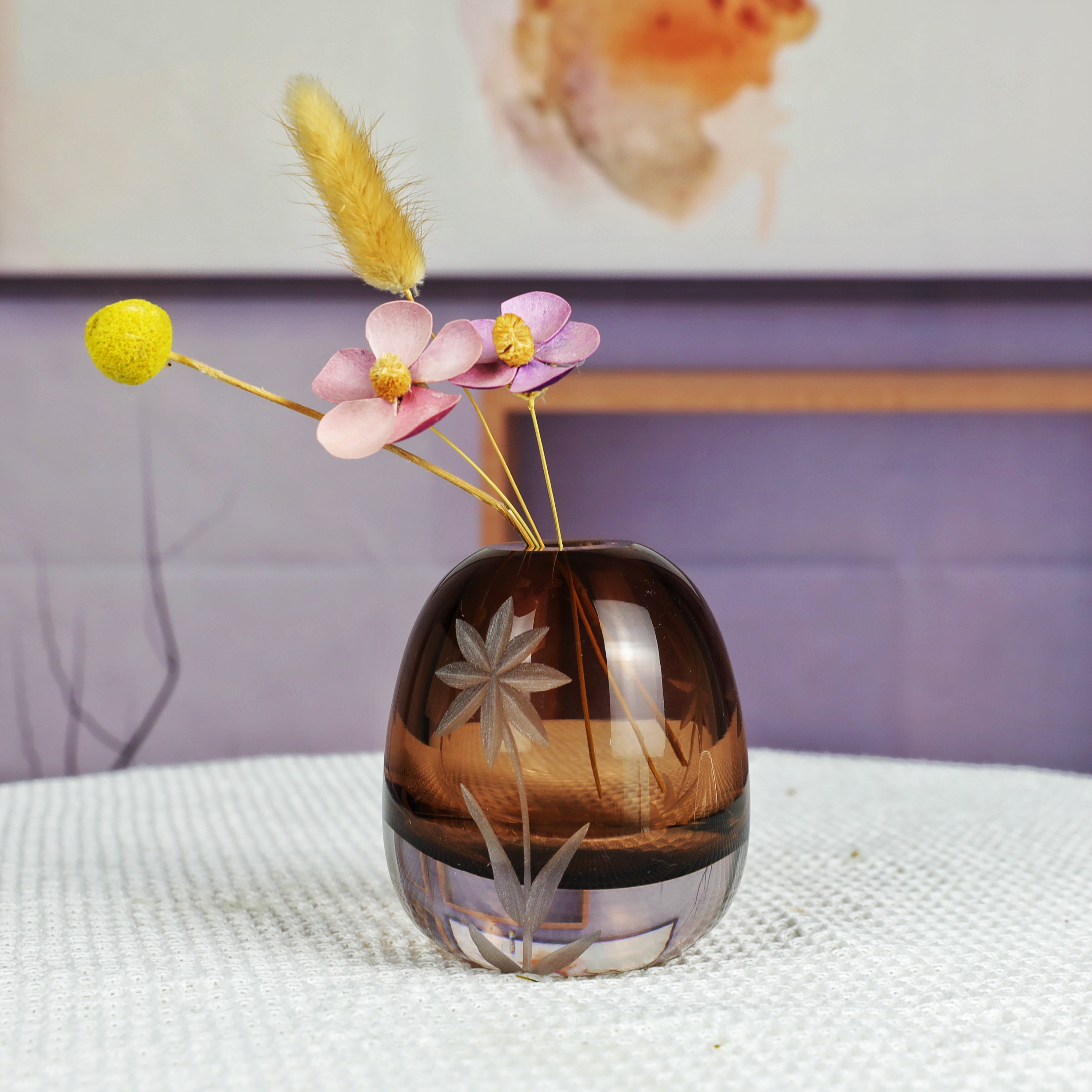 China Mini Small embossed Glass Vase HP823