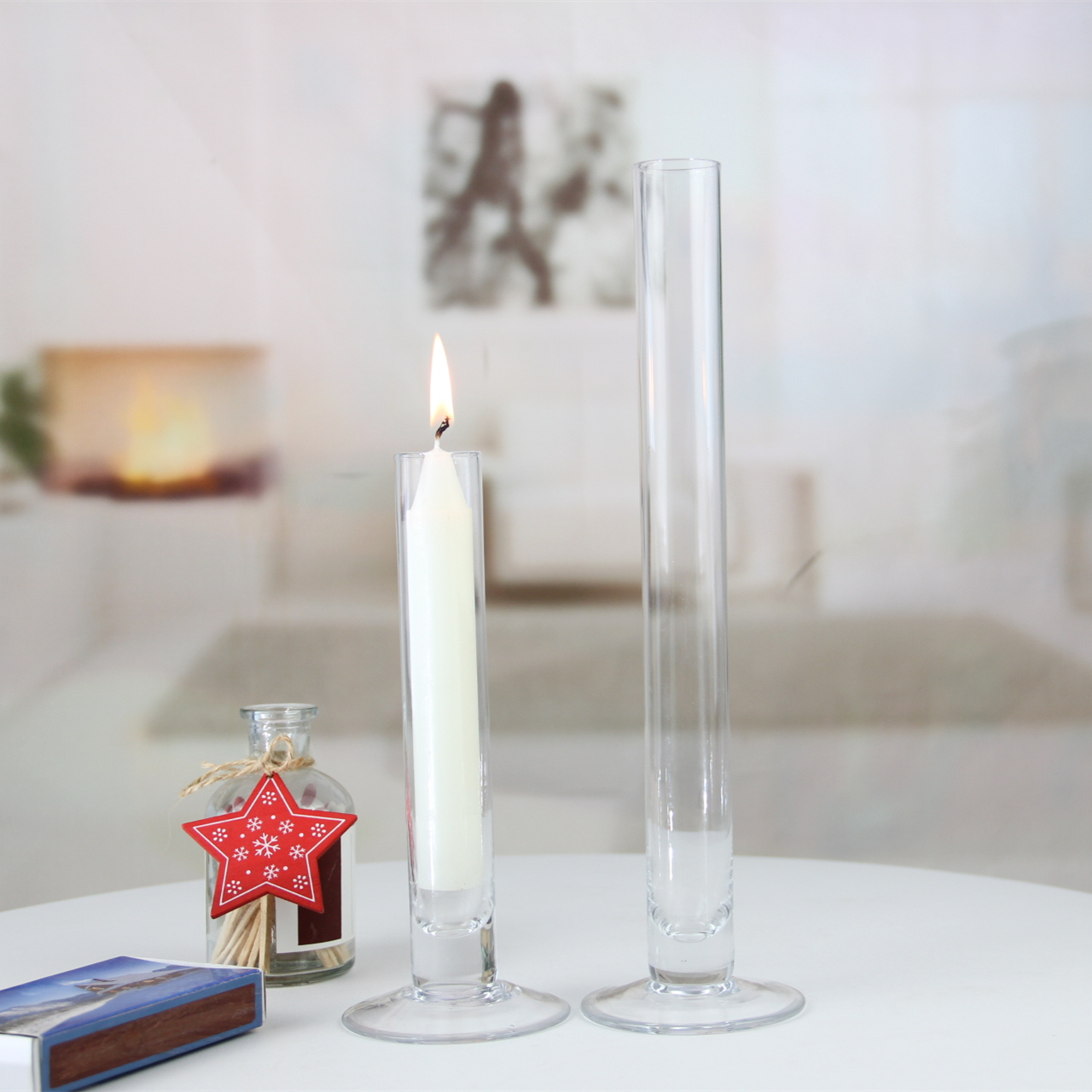 Tall glass tube candle holder ZT258