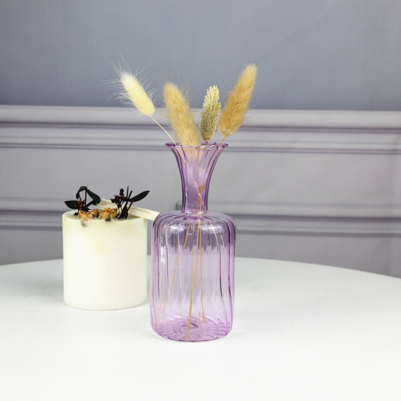 Purple hand blown glass vase HP760