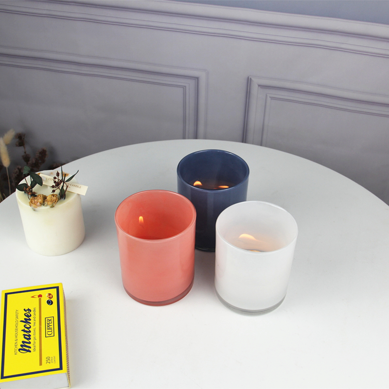 Empty color frosted glass candle jar ZT221