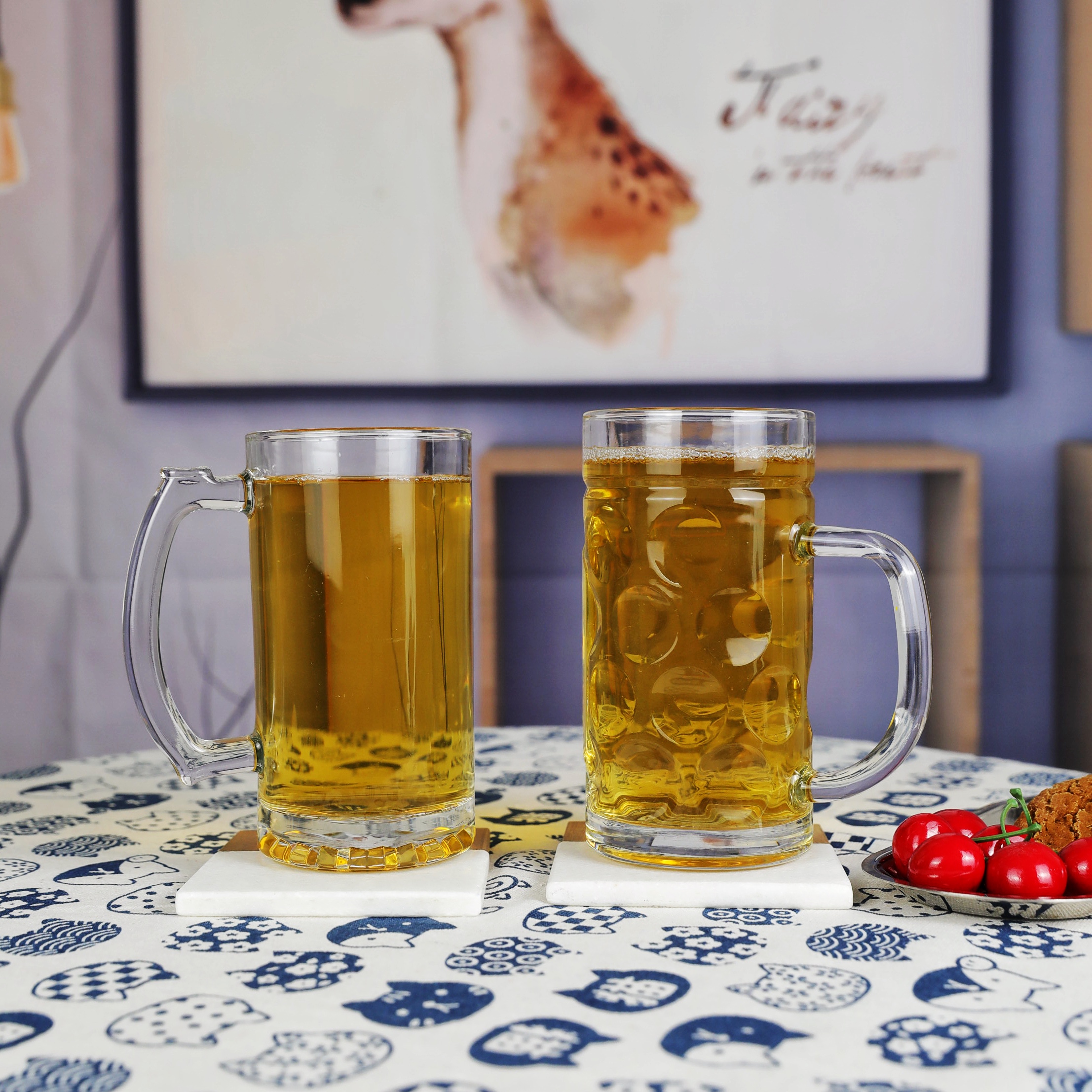 Custom 12oz beer glasses with handle PJB204