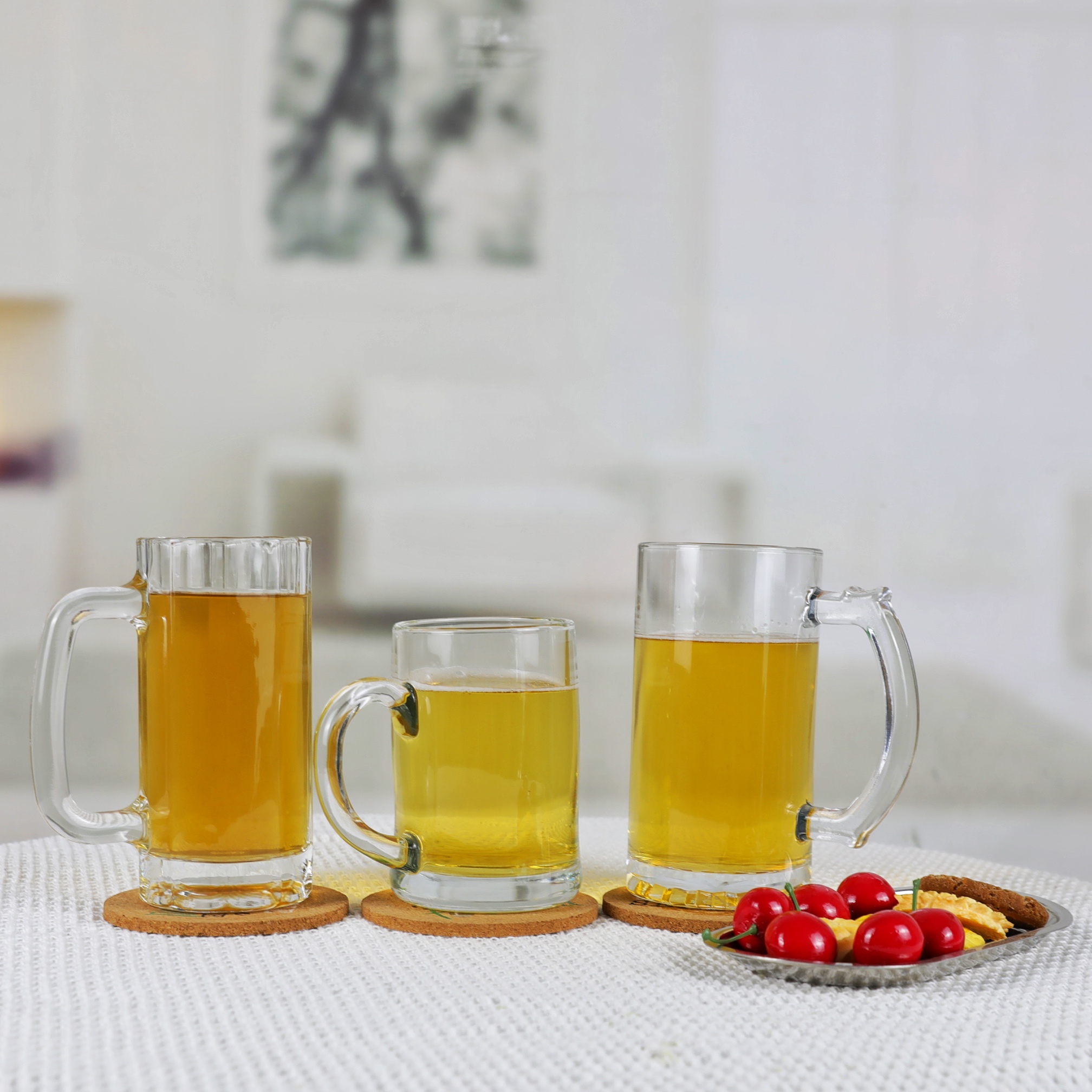 Personalized large glass beer cup with handle PJB205