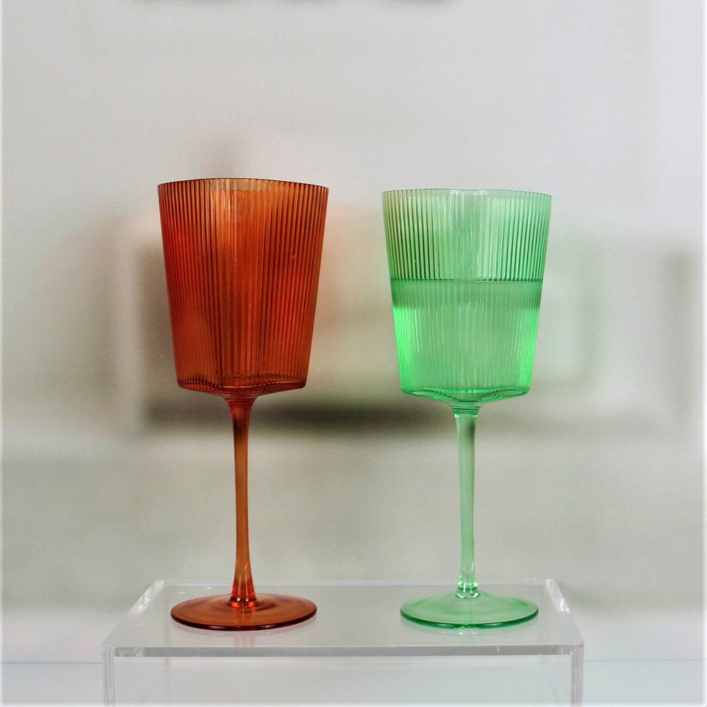 Colored ribbed champagne flute glasses CXW1593
