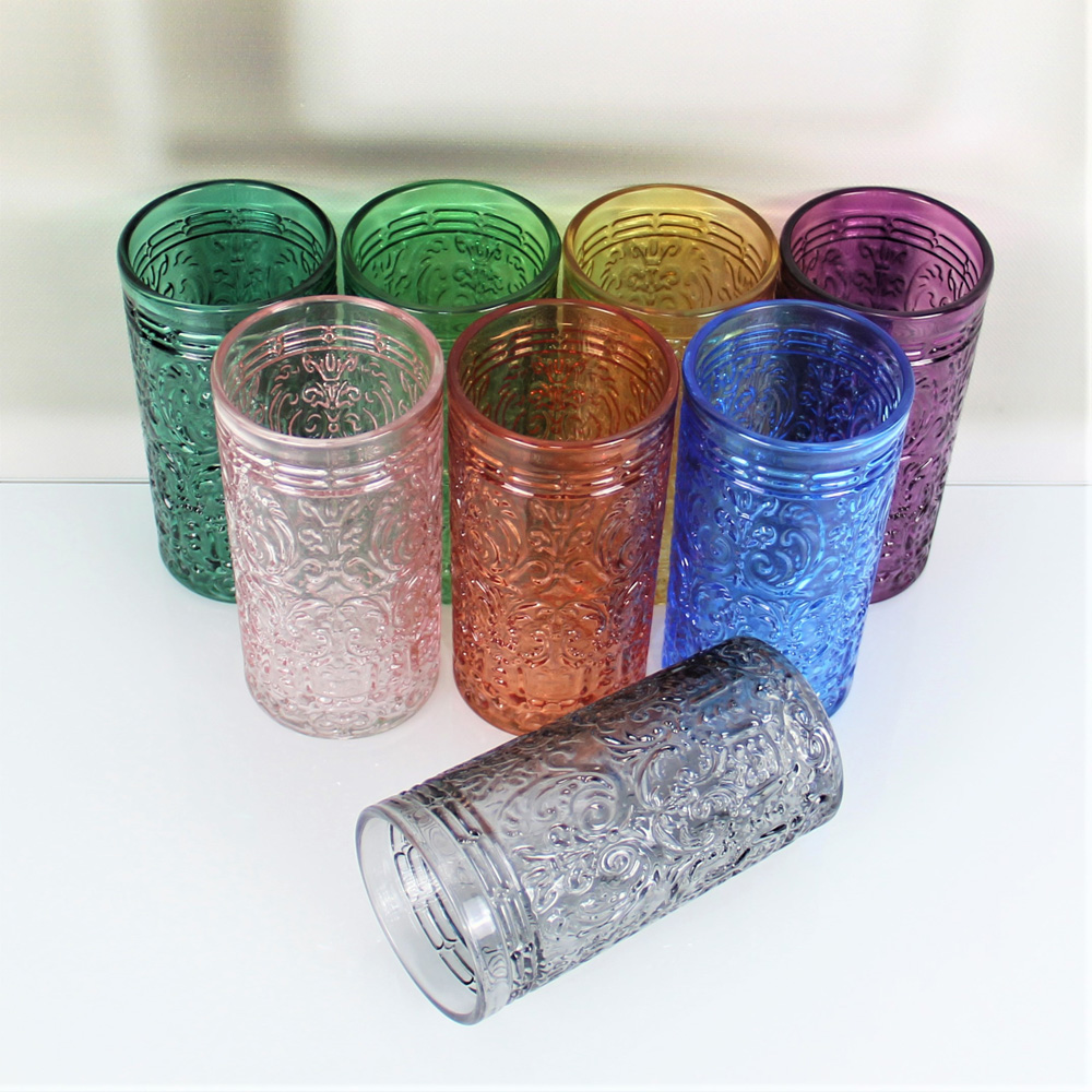 Creative vintage embossed highball water juice glass drinking glasses CXW1596/CXW1597