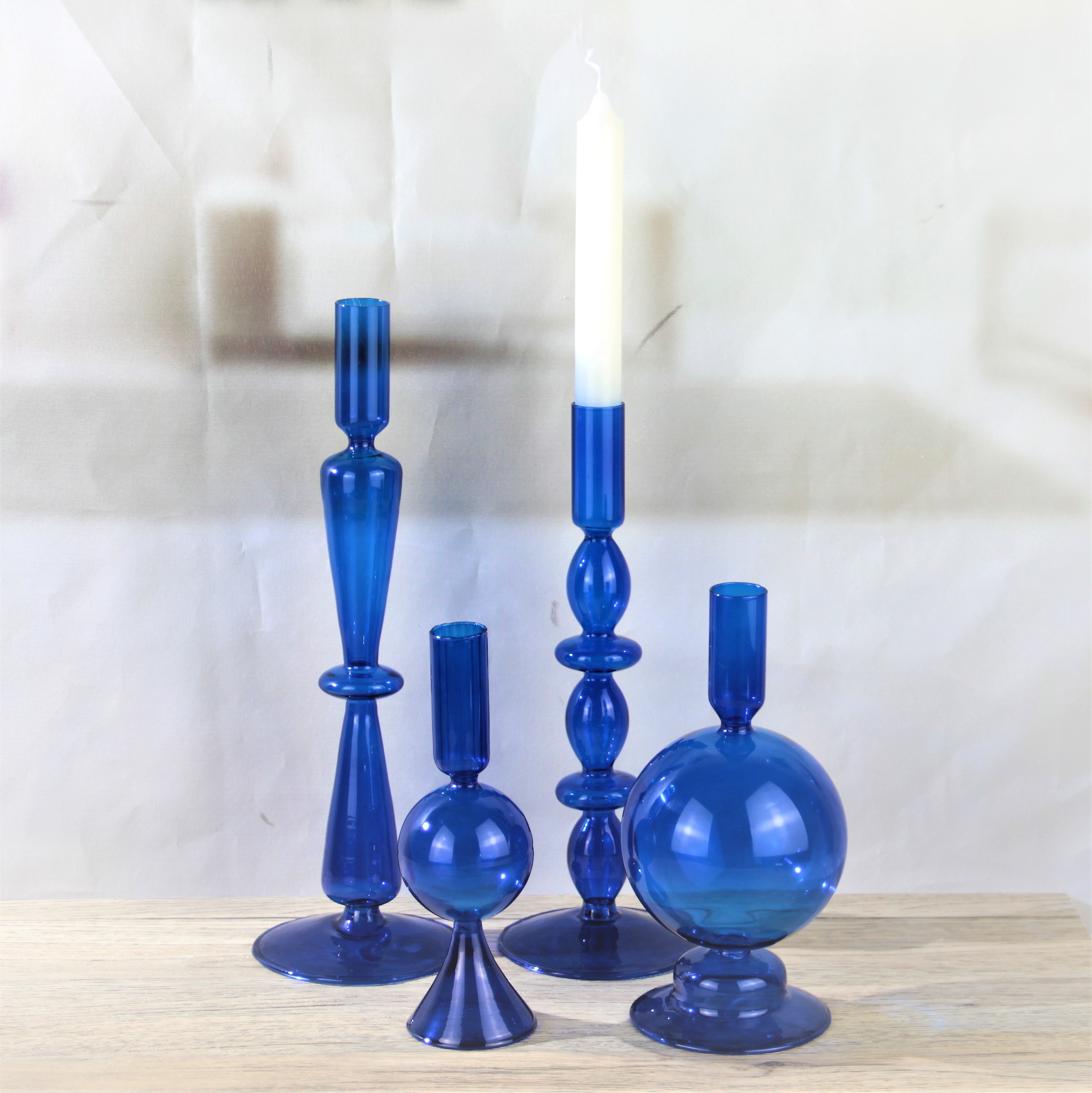 Custom hand blown colored candlestick holder glass WSJ238