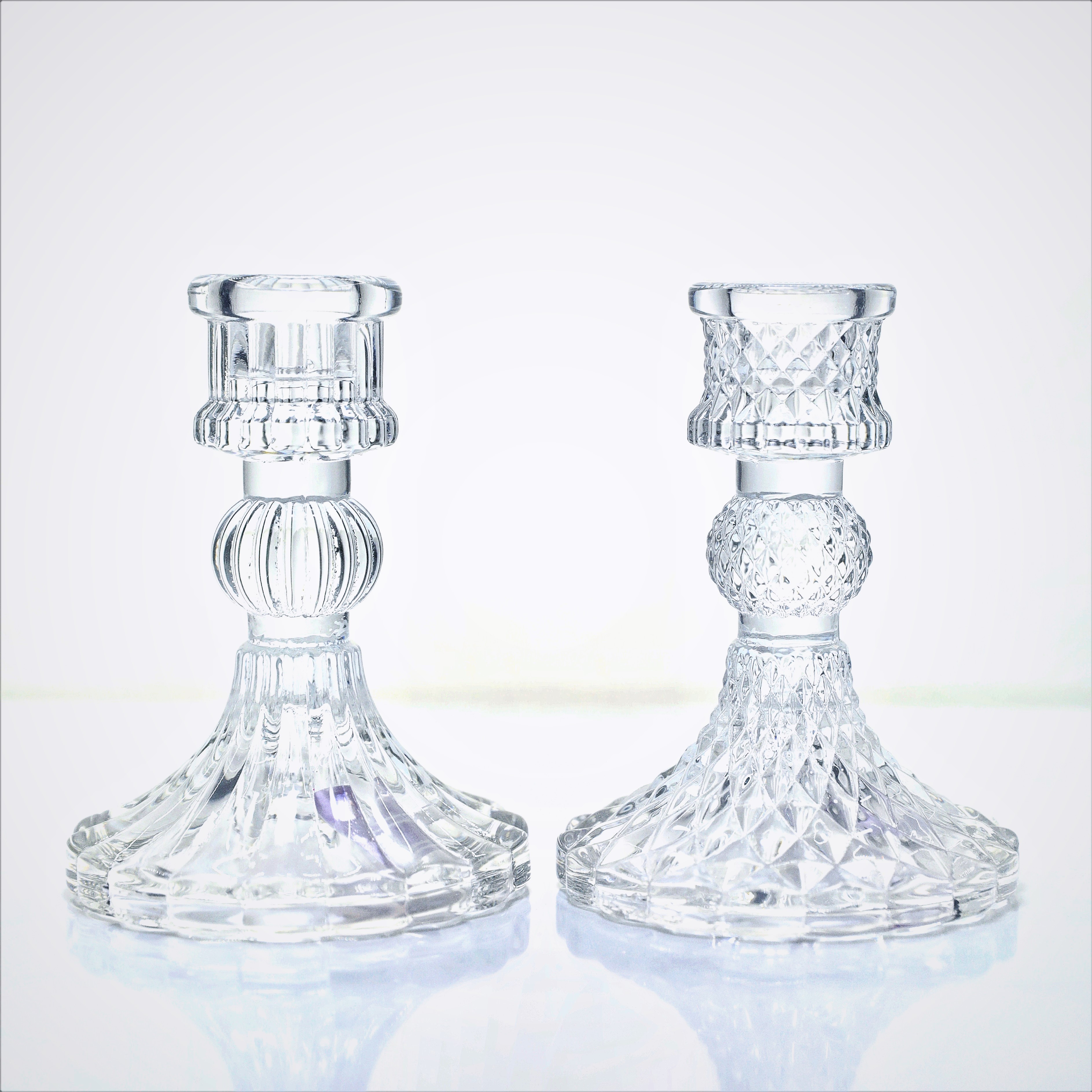 Transparent glass taper candle stick holder ZT075/ZT076