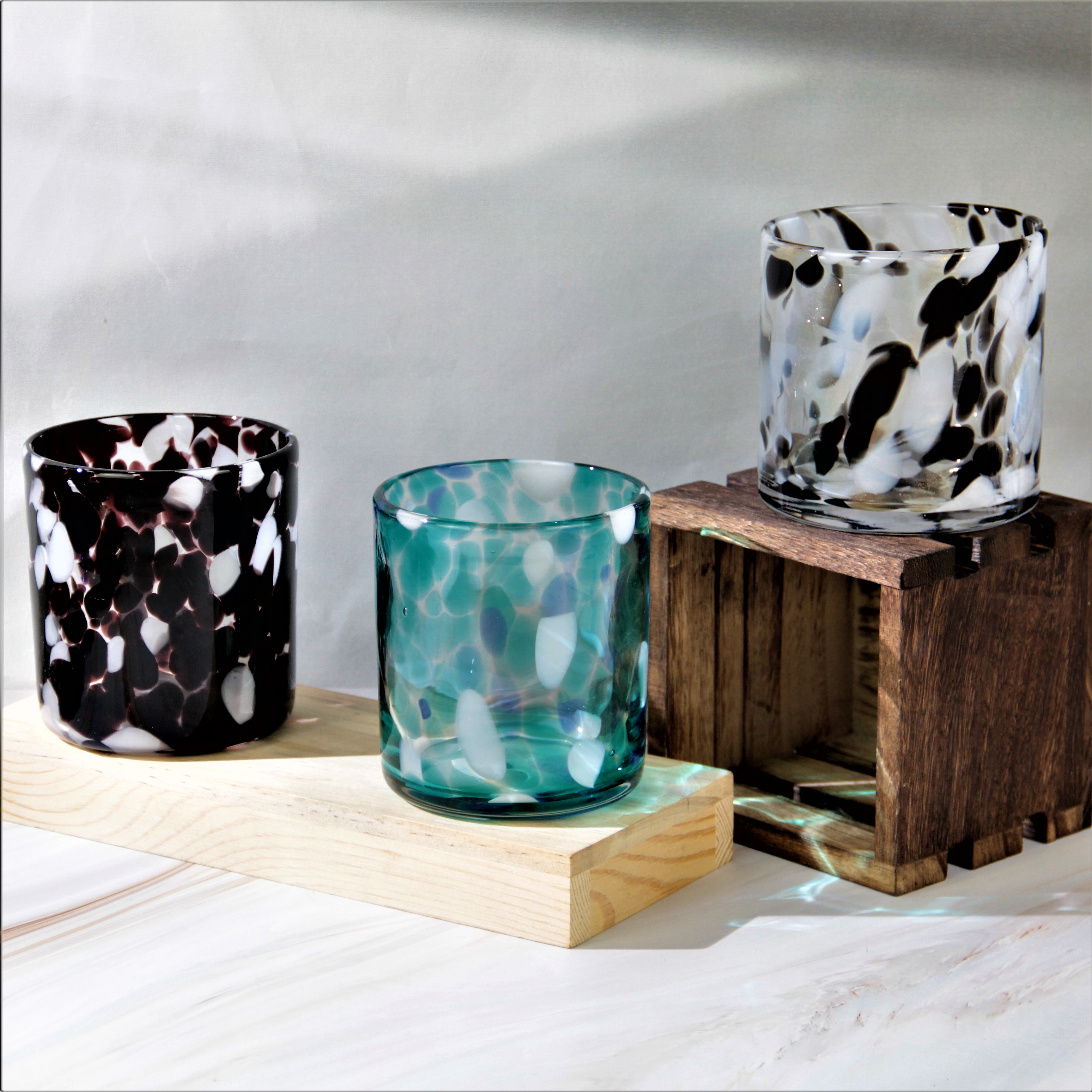 Colored small round glass cylinder candle holder jars cup ZT091