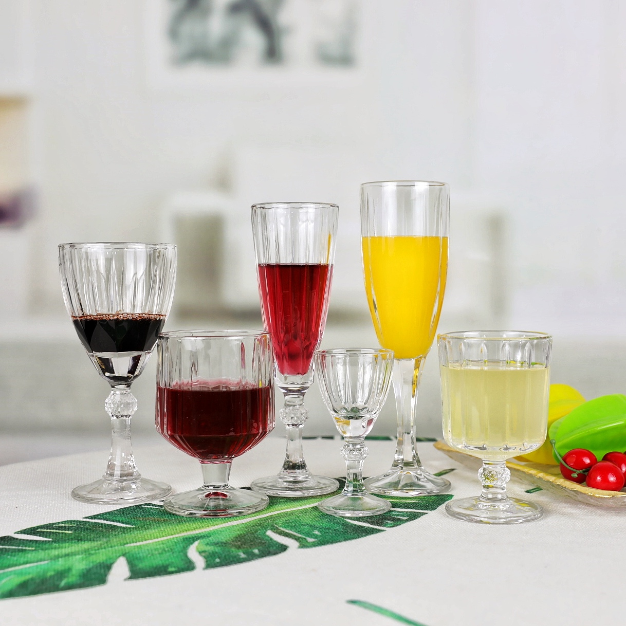 Vintage goblet short stem champagne glass wine glasses set JZ199