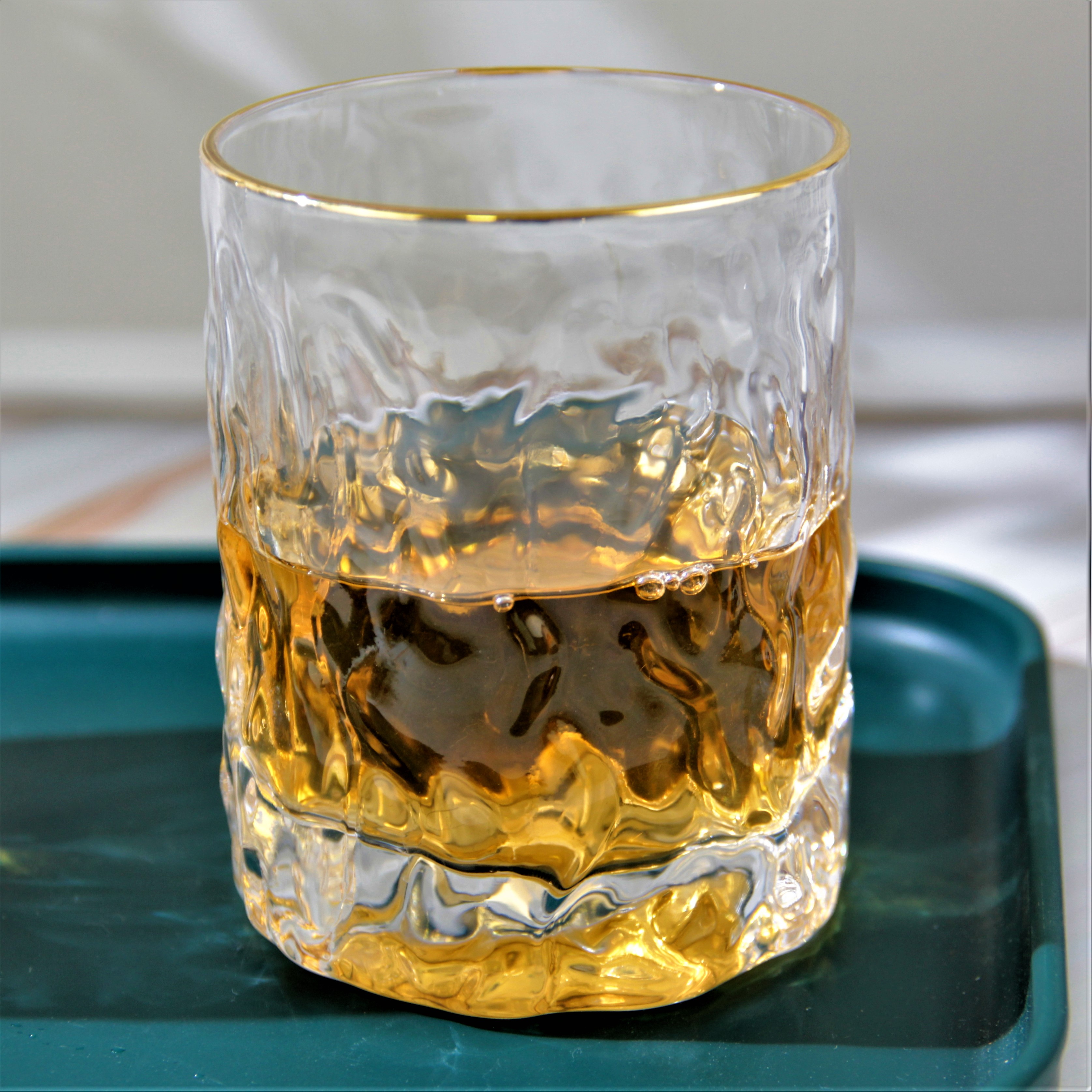 Unique hammered crystal tumbler whiskey glass ALS035