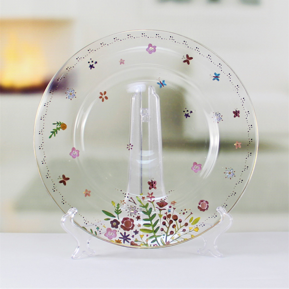 13 inch transparent glass chargers dishes plates for wedding PZ086