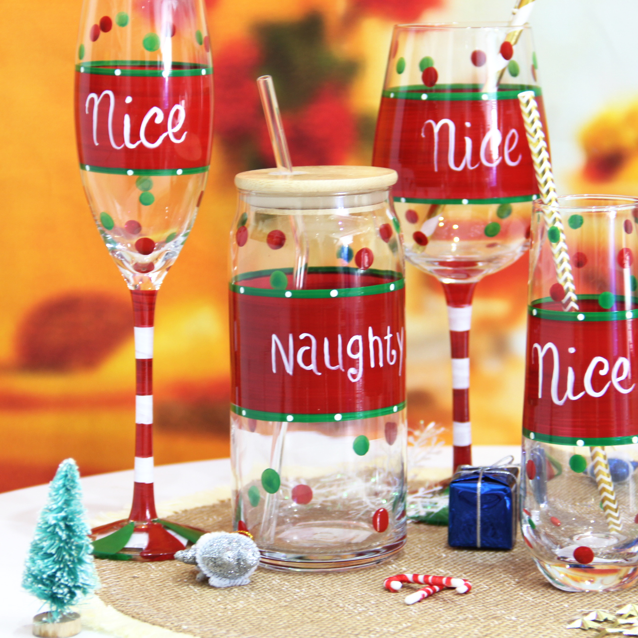 Christmas Themed Wine Goblet with Long Stem HJB1450