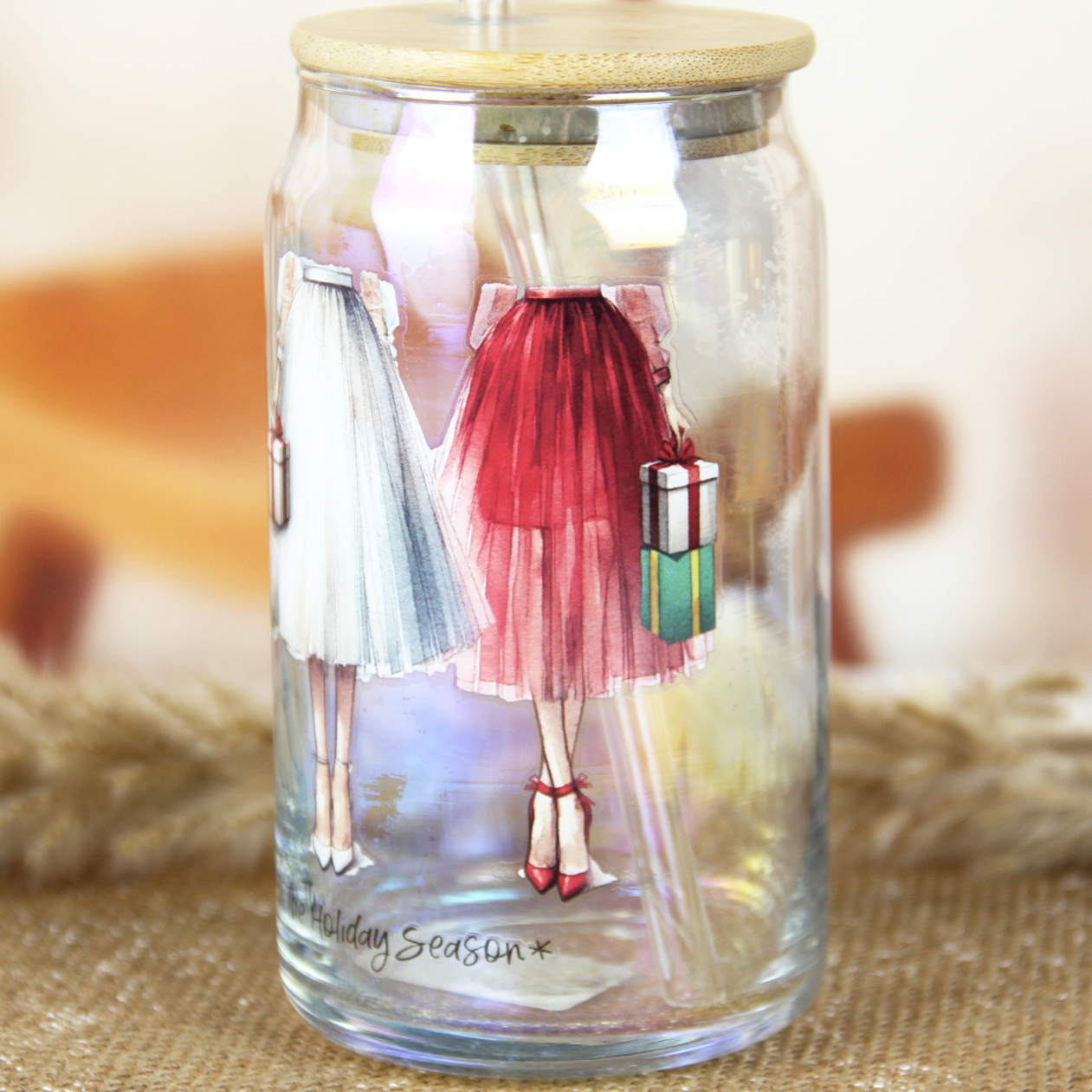 16oz Beer Can Glasses Custom Decals Drinking Glass with LIDS and Straws WG562