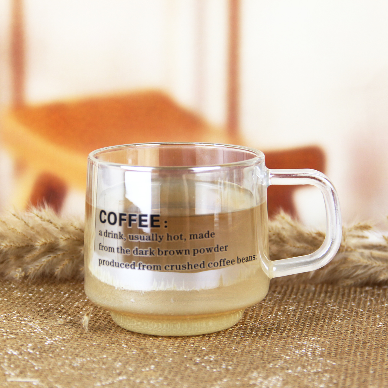 Glass Drink Coffee Cup with Handle WG395