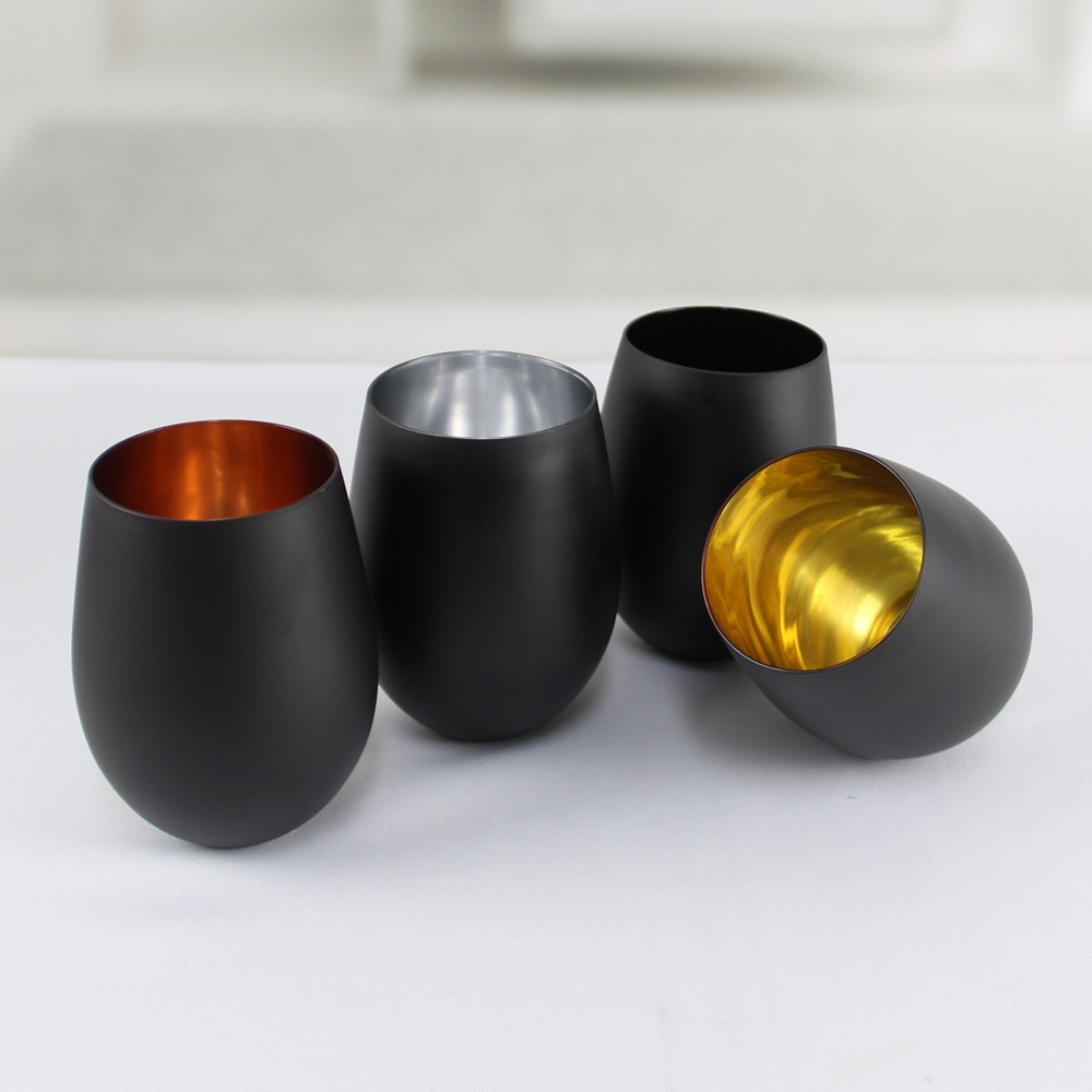 520ML Matte Black Color Sublimation Glass Stemless Red Wine Glasses CXW1580