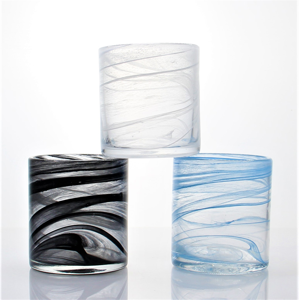 Black White Colored Cloud Glass Candle Holder ZT115