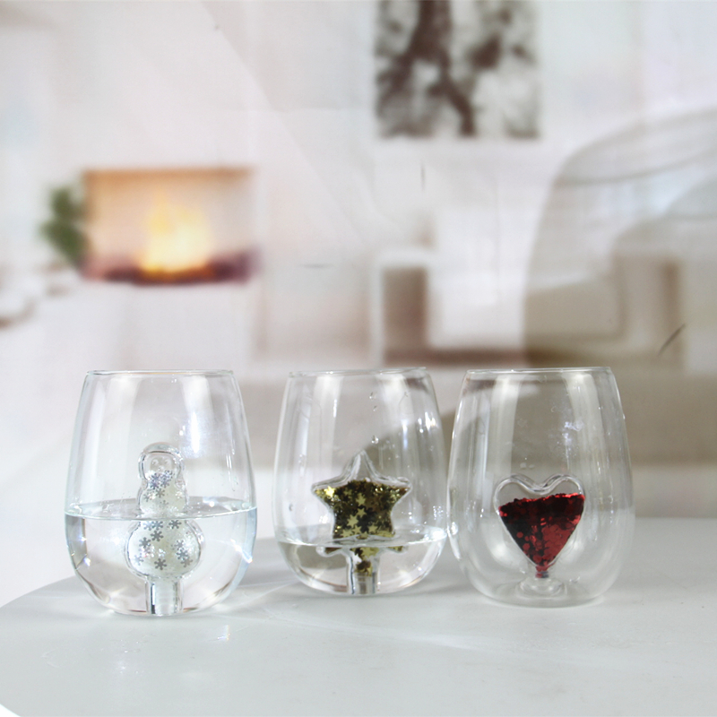 Customized Logo Borosilicate Wine Glass with Decoration HJB1255