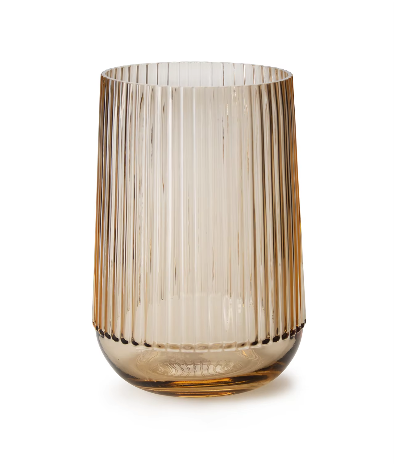 Hurricane Big Amber Glass Vase With Ribbed HP208