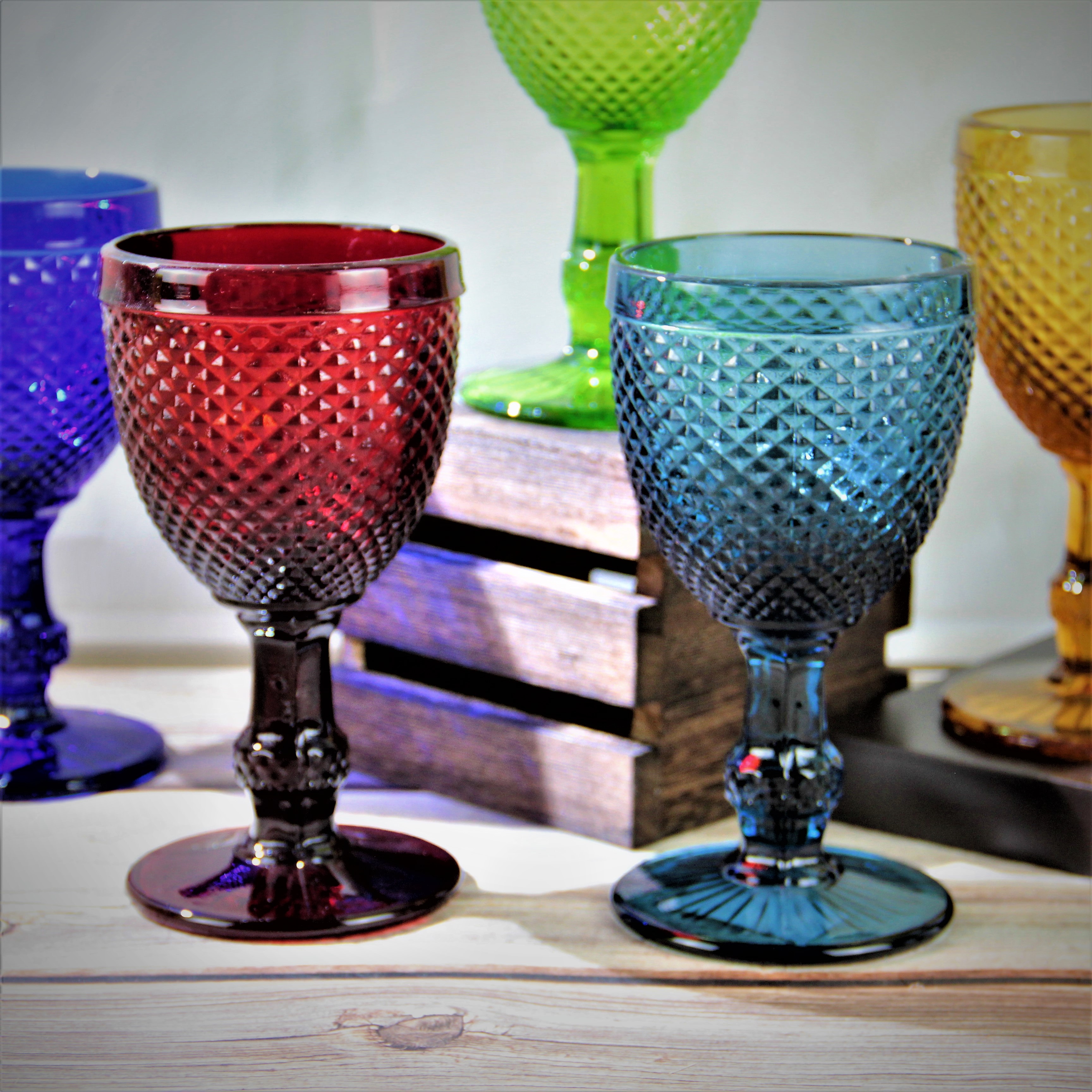 Personalized Embossed Colored Wine Glass Goblet Glasses Set FWL006