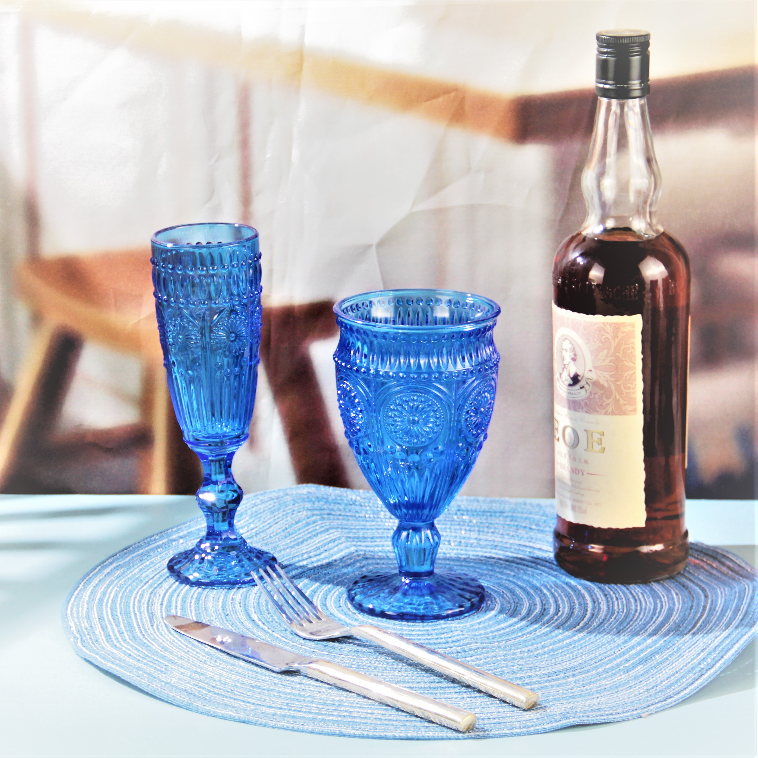 Embossed Drinkware Glass Colored Goblets Set Custom Red Wine Glasses CXW1566