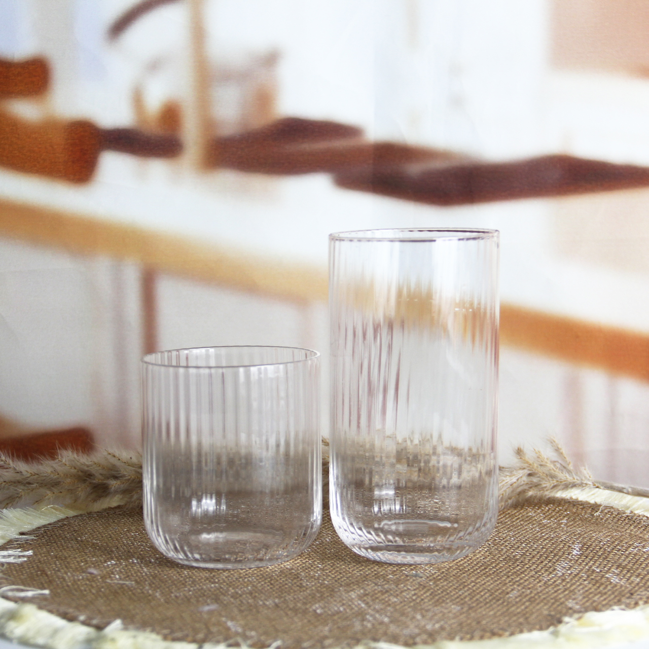 Custom Color Modern Ribbed Design Drinking Glasses WG260