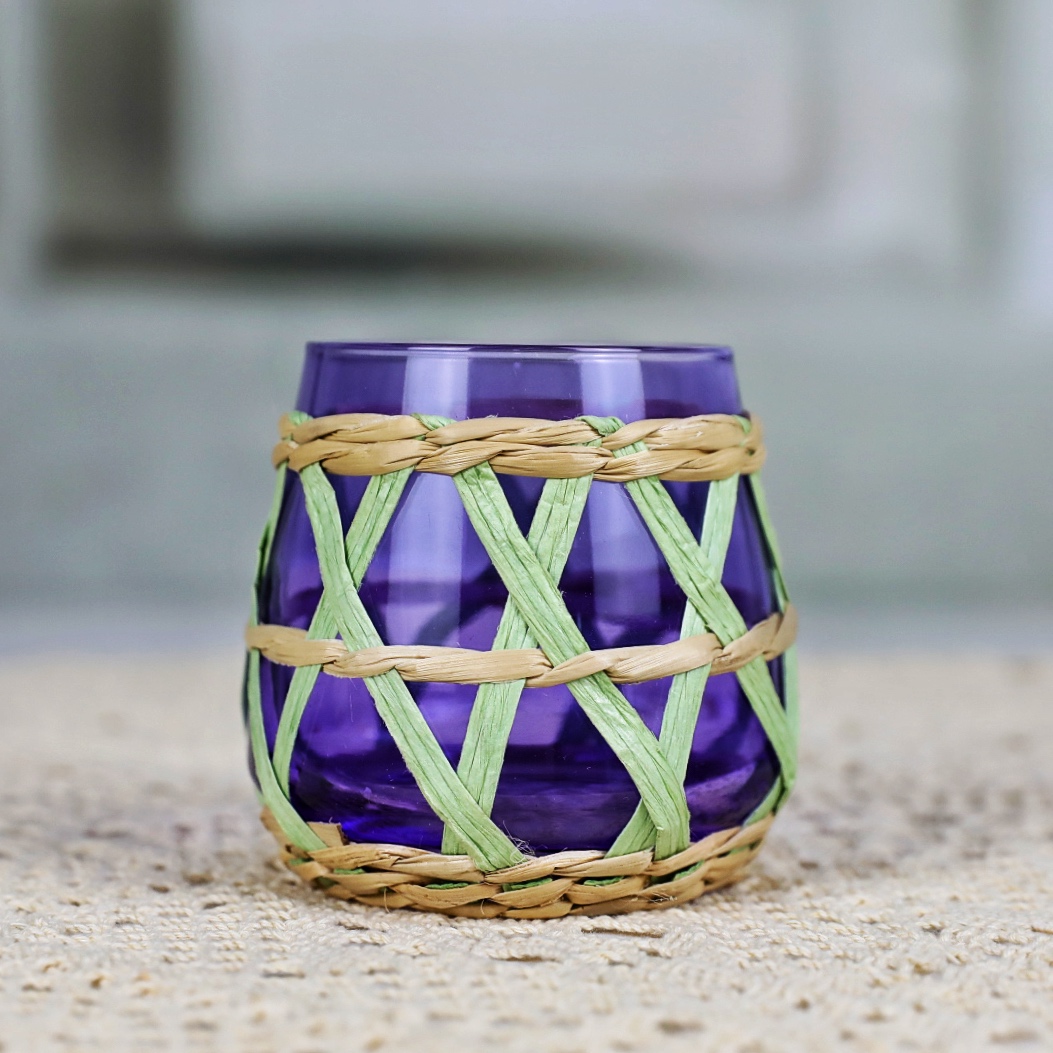 Hand Made 300ml Luxury Colored Paper Wrapped Empty Glass Candle Holder BZ095