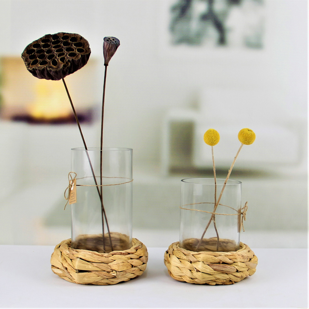 Custom Modern Glass Vase Ornaments With Rattan BZ050