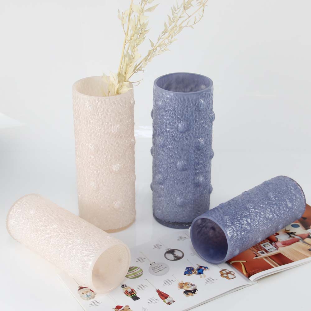 Embossed Bohemian Crystal Colored Glass Vase for Wedding Vase HP508