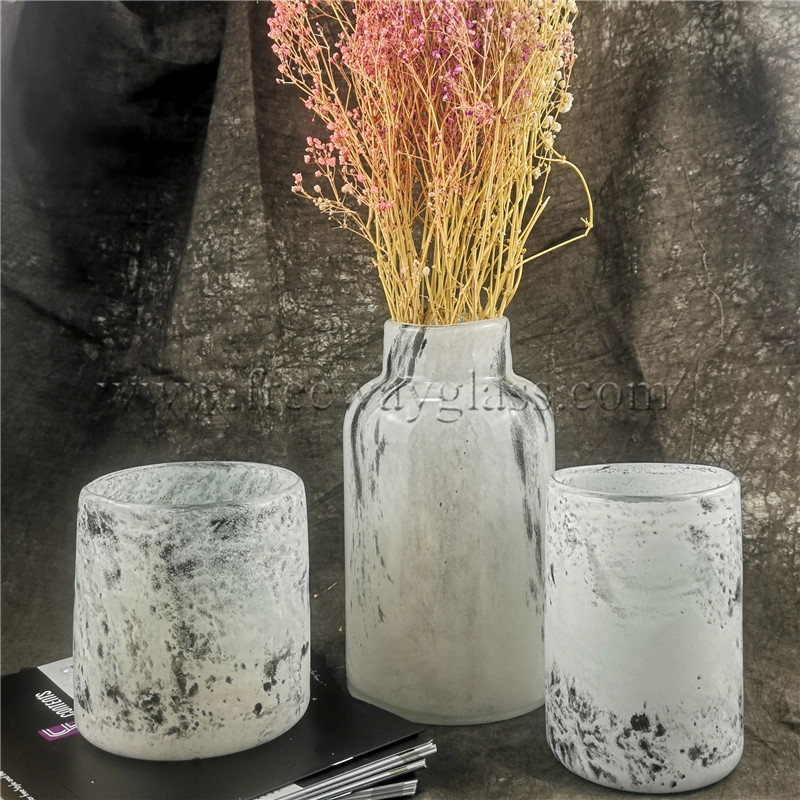 Custom logo White Table Glass Vase for Home Decoration HP265