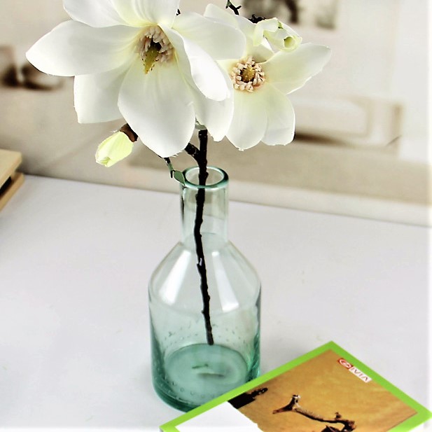 Tall Green Bubbled Recycled Flower Glass Bud Vase QJC120