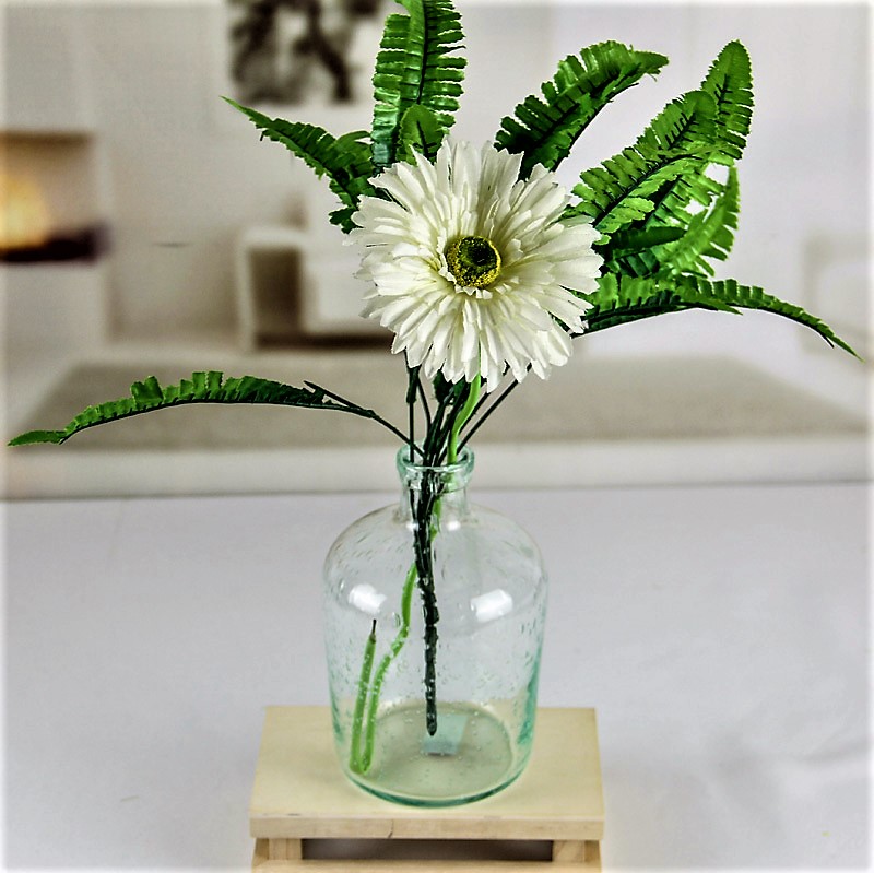 Tall Flower Glass Vase Dense Bubbles Green Recycled Glass Bottles Bud Vases GQ017