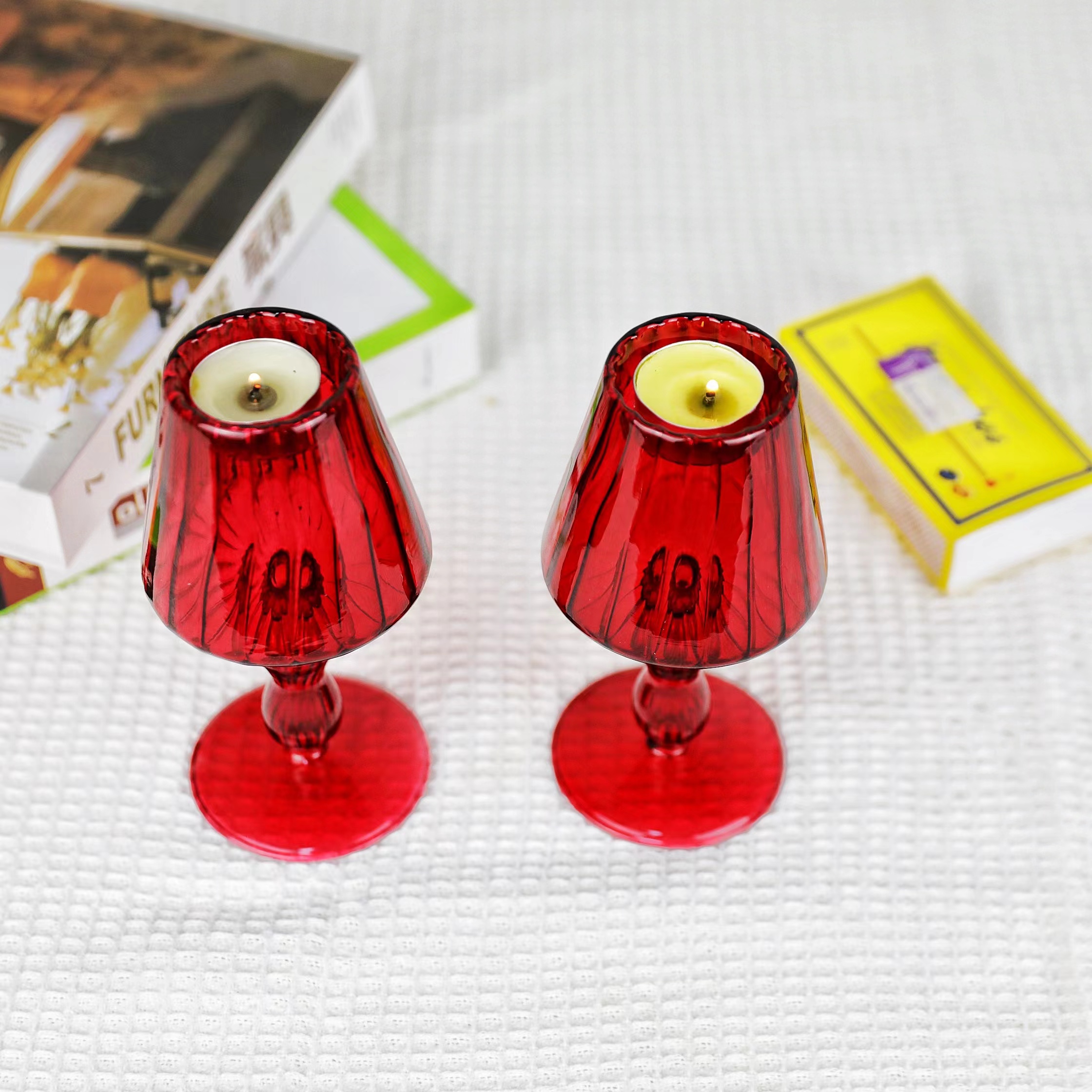 Creative Retro Table Lamp Glass Taper Candlestick Holder WSJ276