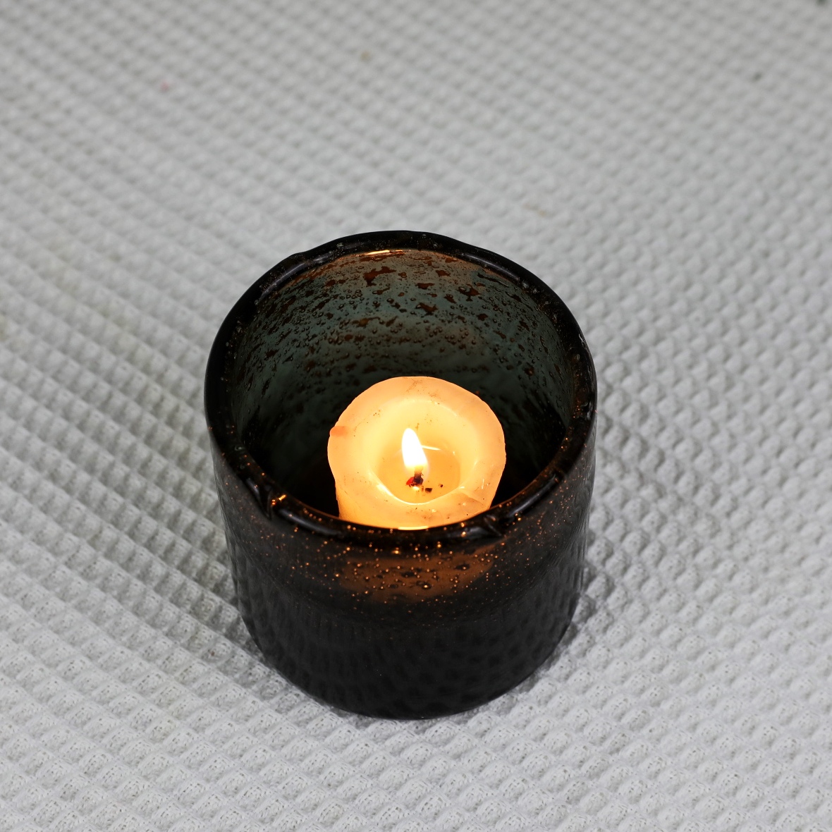 Custom Recycled Dark Green Bubbled Cylinder Hurricane Candle Holder HP226