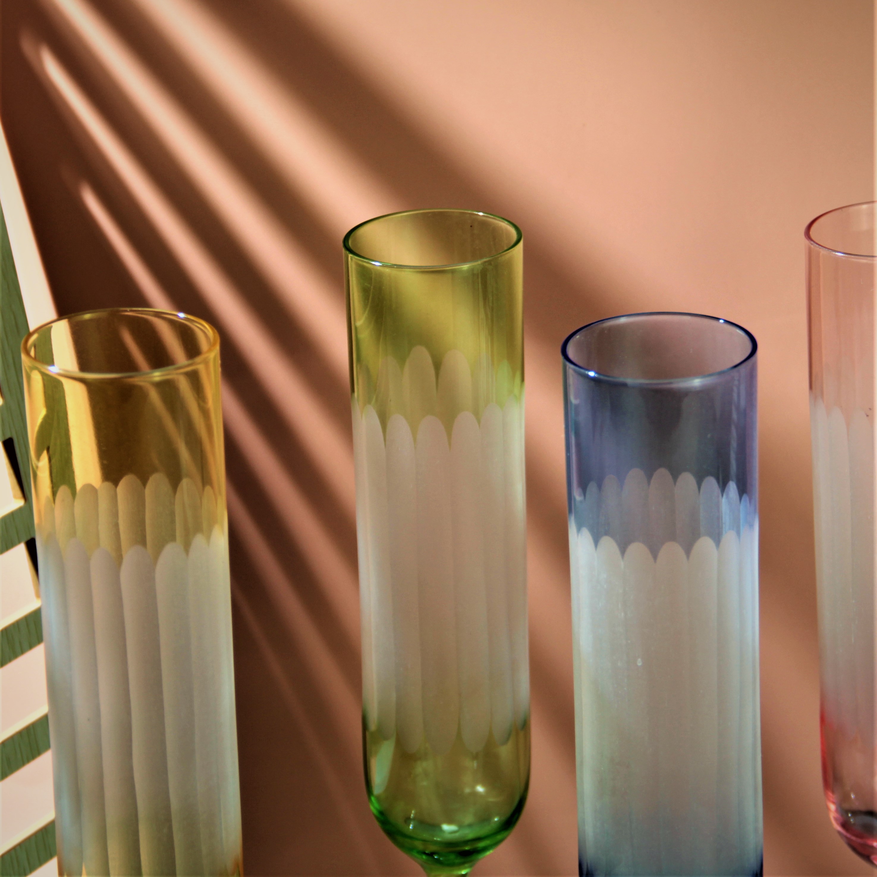 200ml Colored Etched Wedding Crystal Goblet Champagne Flutes Glass CXW793