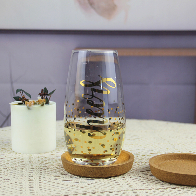 Custom Logo New Design Champagne Glass with Gold Pattern XB377