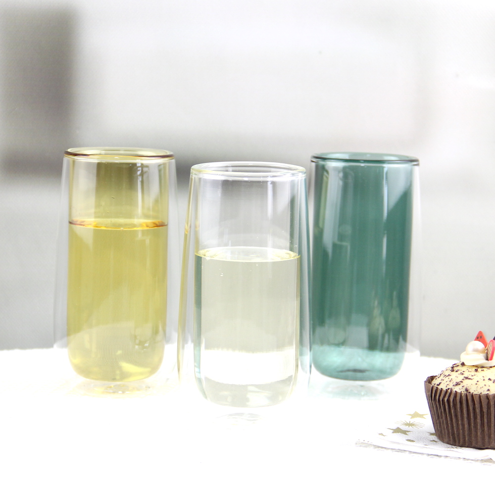 Wall Borosilicate Glass Water Cup Colorful Juice Cup Glass ZL052
