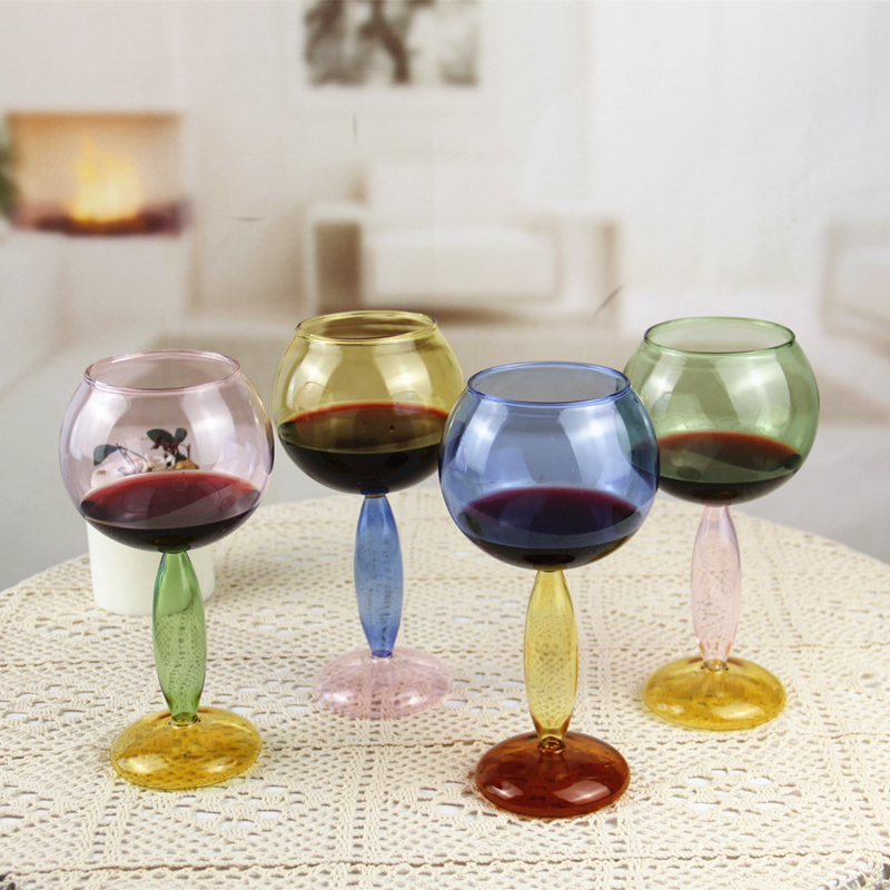 Colored Gin Glass with Unique Hollow Stem and Base HJB1311