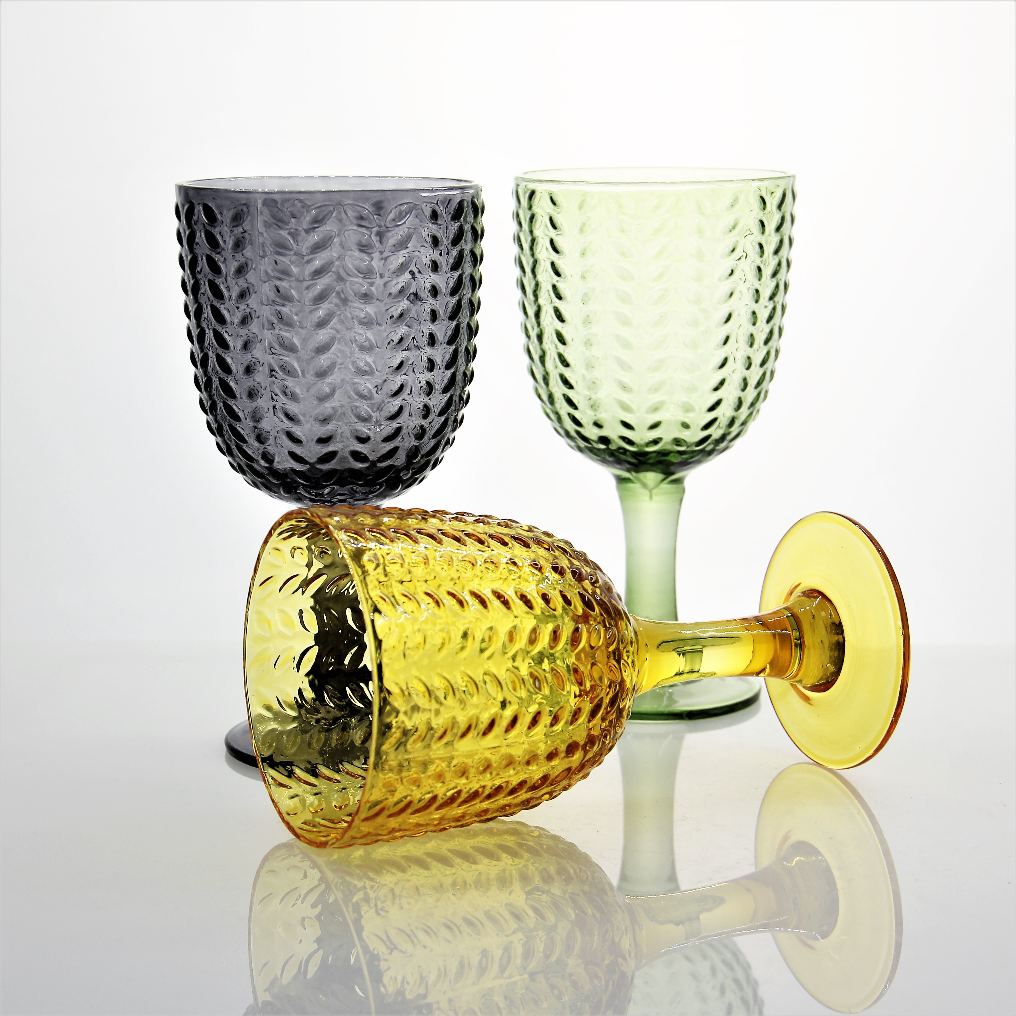 Colored Embossed Crystal Coupe Wine Glasses Goblets CXW1657