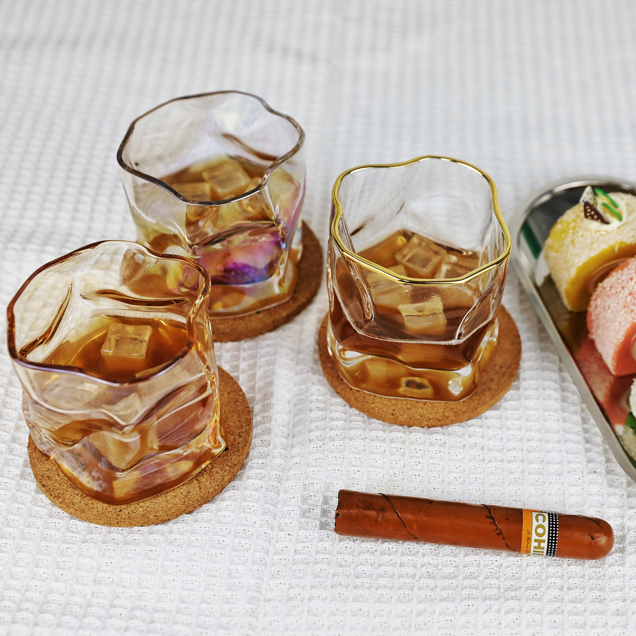 Crystal Cigar Whiskey Glass With Gold Rim CXW1644