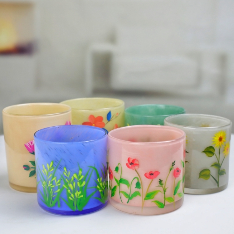 Hand-Painted Crystal Glass Candle Holder for Home GZ2364