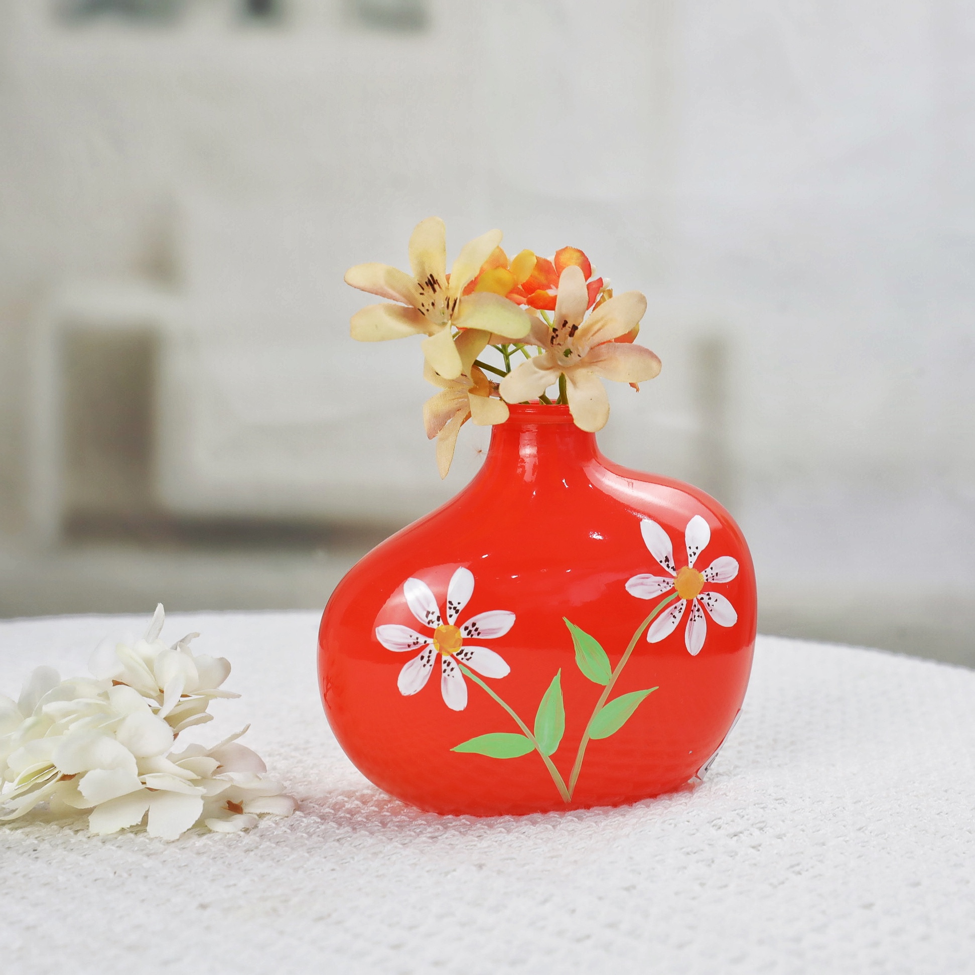 Hand-Painted Flower Glass Vase and Spray Bottle GZ2353