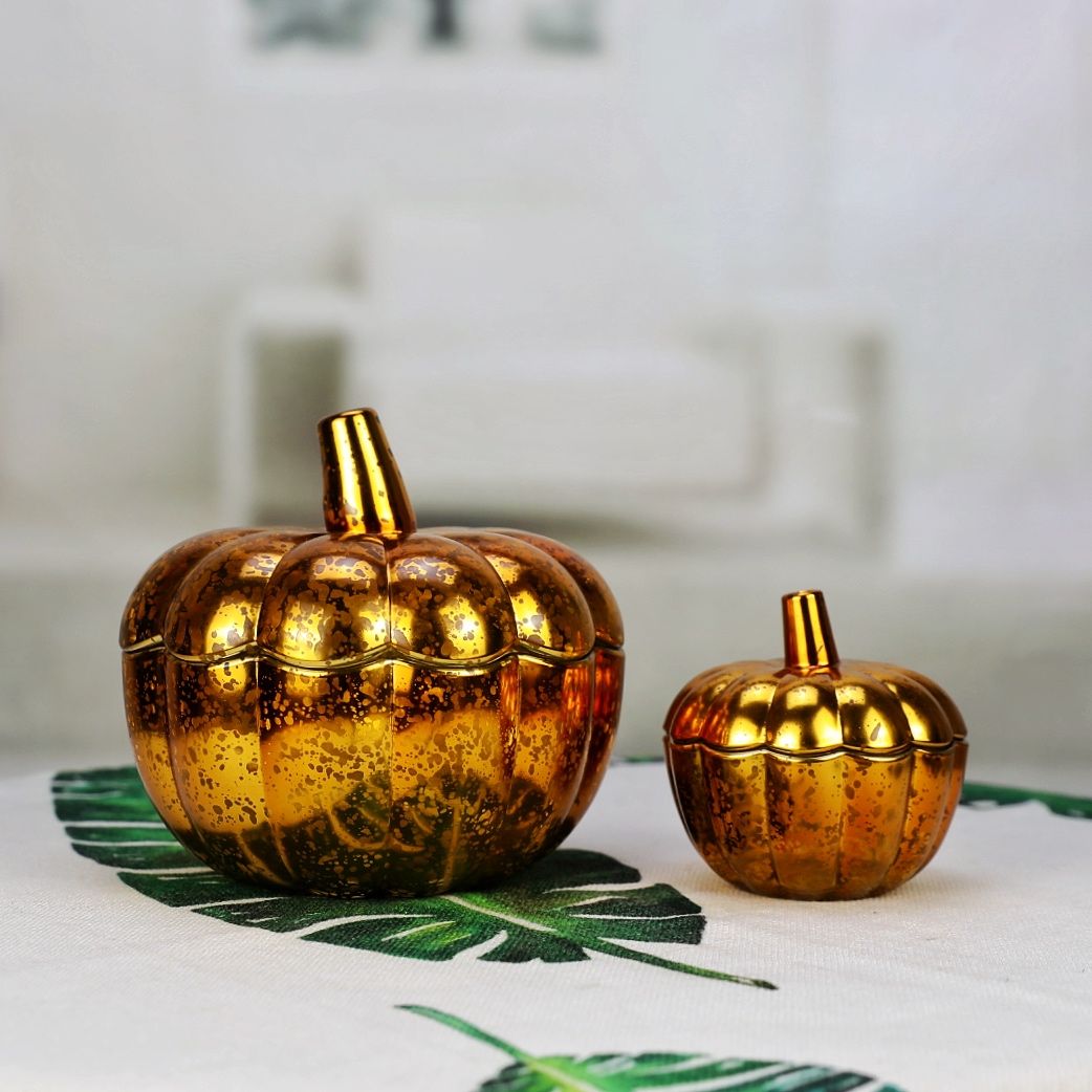 Halloween-Style Pumpkin-Shaped Glass Jar with Lid GZ1914
