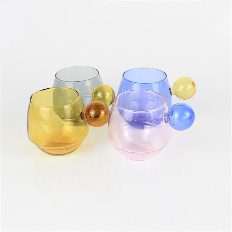 330ml Glass Cup with Ball Handle Tea Water Juice Mugs WG443