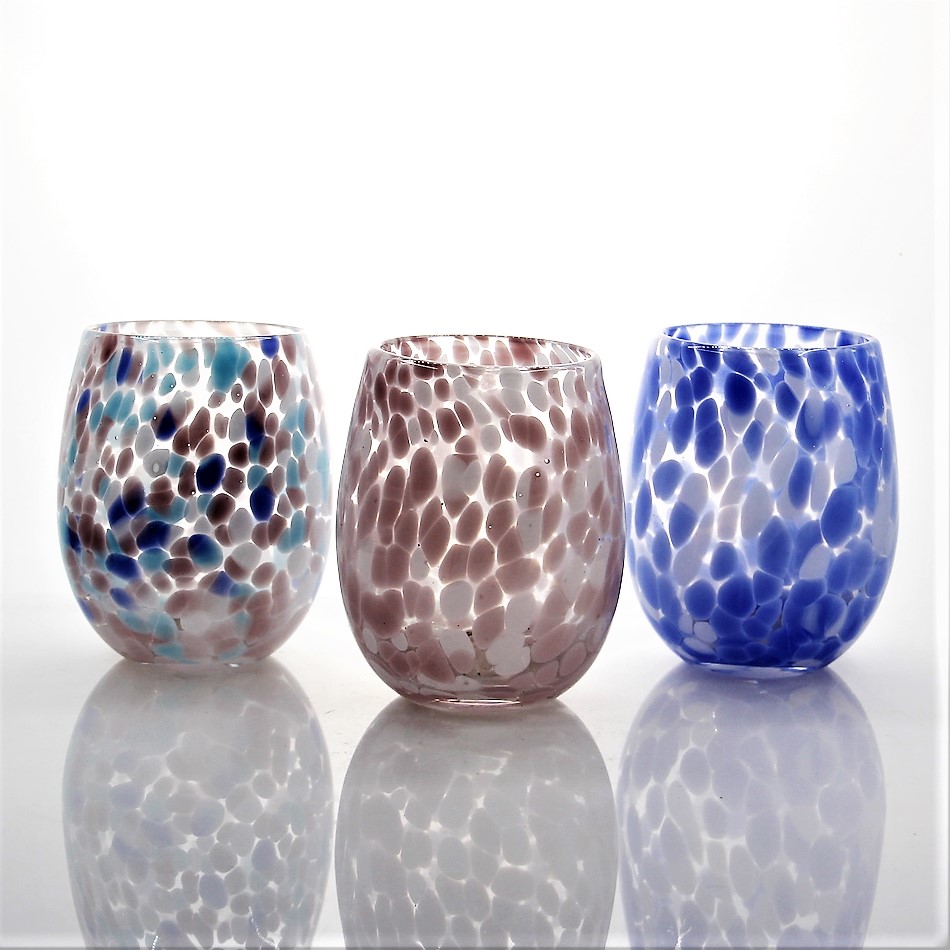 Custom Tumbler Leopard Confetti Dappled Colored Stemless Wine Glasses