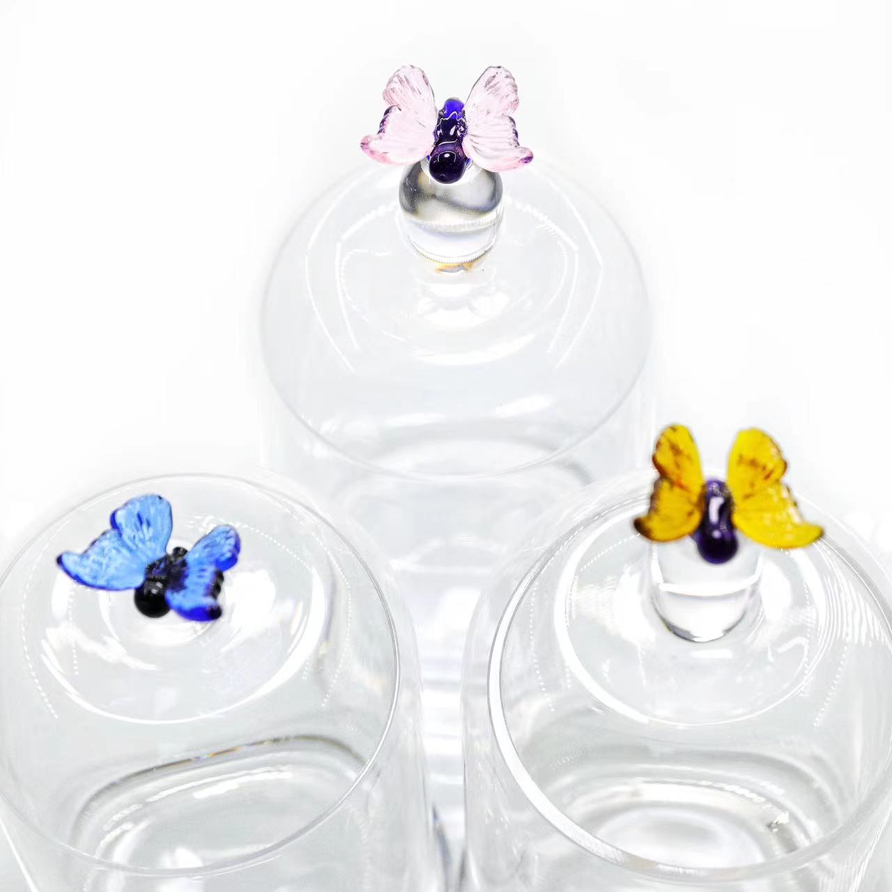 Custom Butterfly Handle Transparent Empty Crystal Glass Jars CXW1637